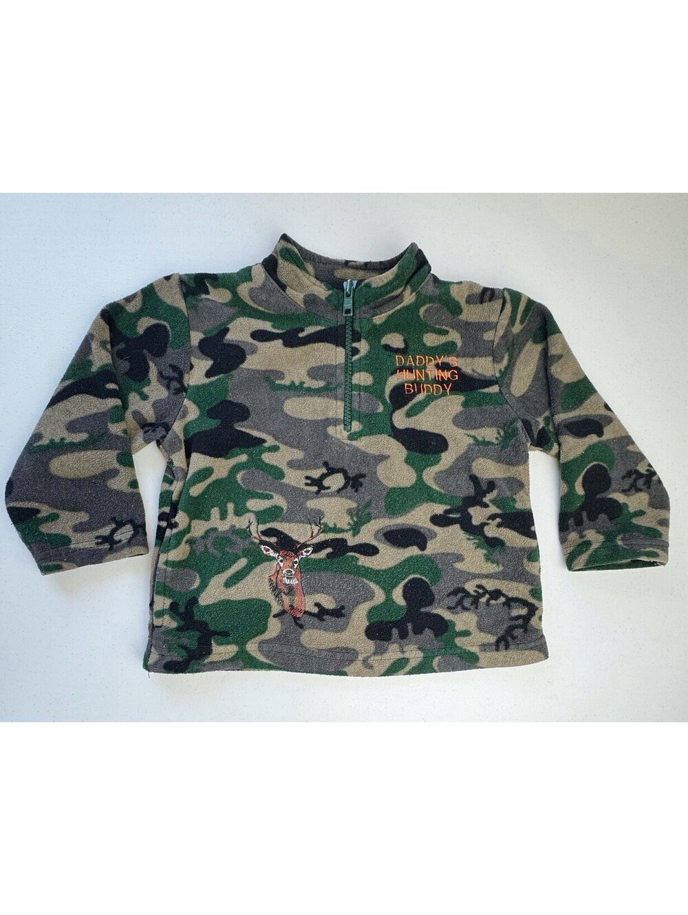 Kid Connection Y2K Camo Deer Sweater “Daddy’s Hunting Buddy” Size 24 Months